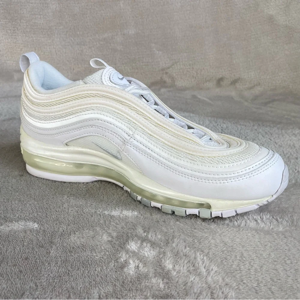 Nike Air Max 97 Women's Sneakers Shoes Size 7.5 Triple White Leather NEW - Picture 4 of 10